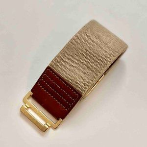 Tan Elastic Stretch Belt w/ Golden Clasp (Size S)